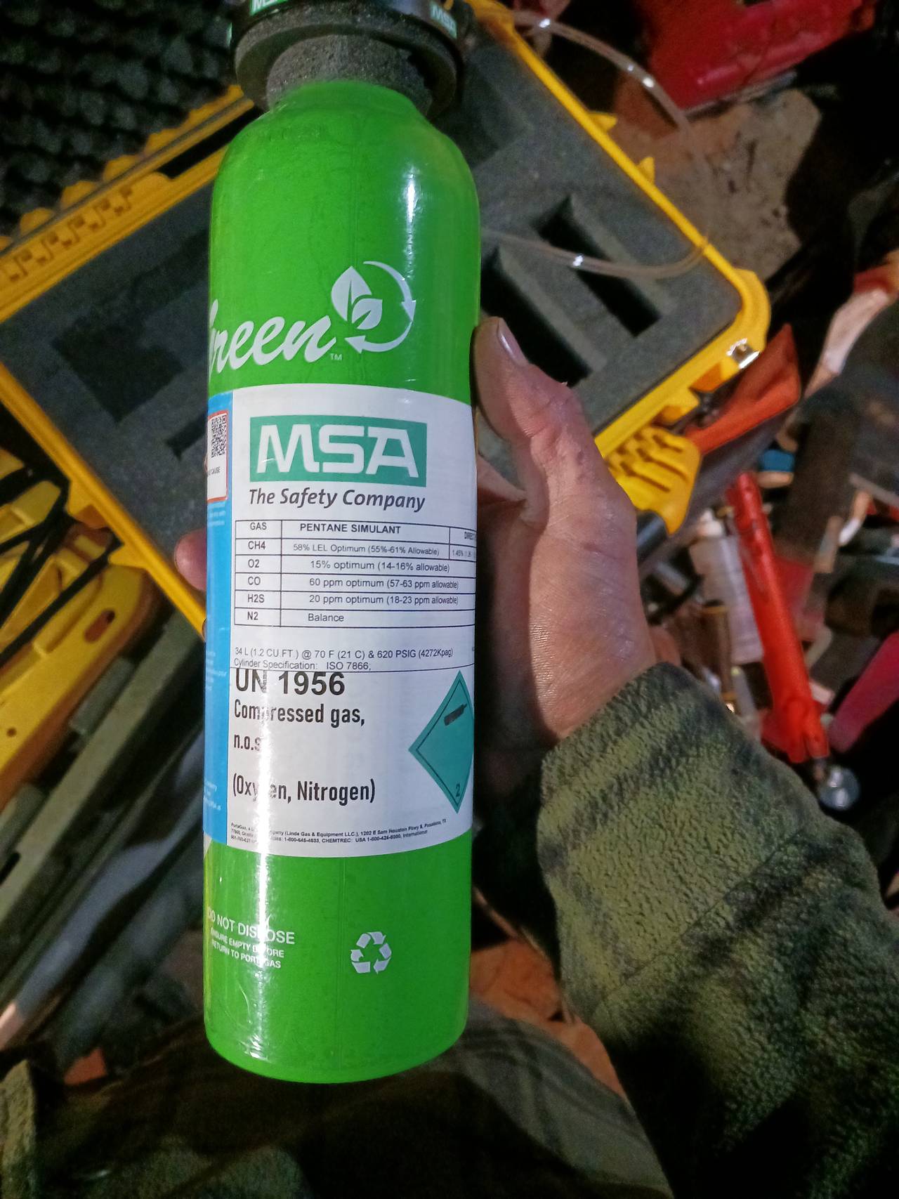 MSA Calibration Gas Cylinder 34L Pentane Simulant