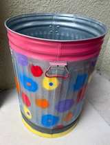 Steel Trash Can 32 Gallon Hand-Painted Galvanized - Image 4