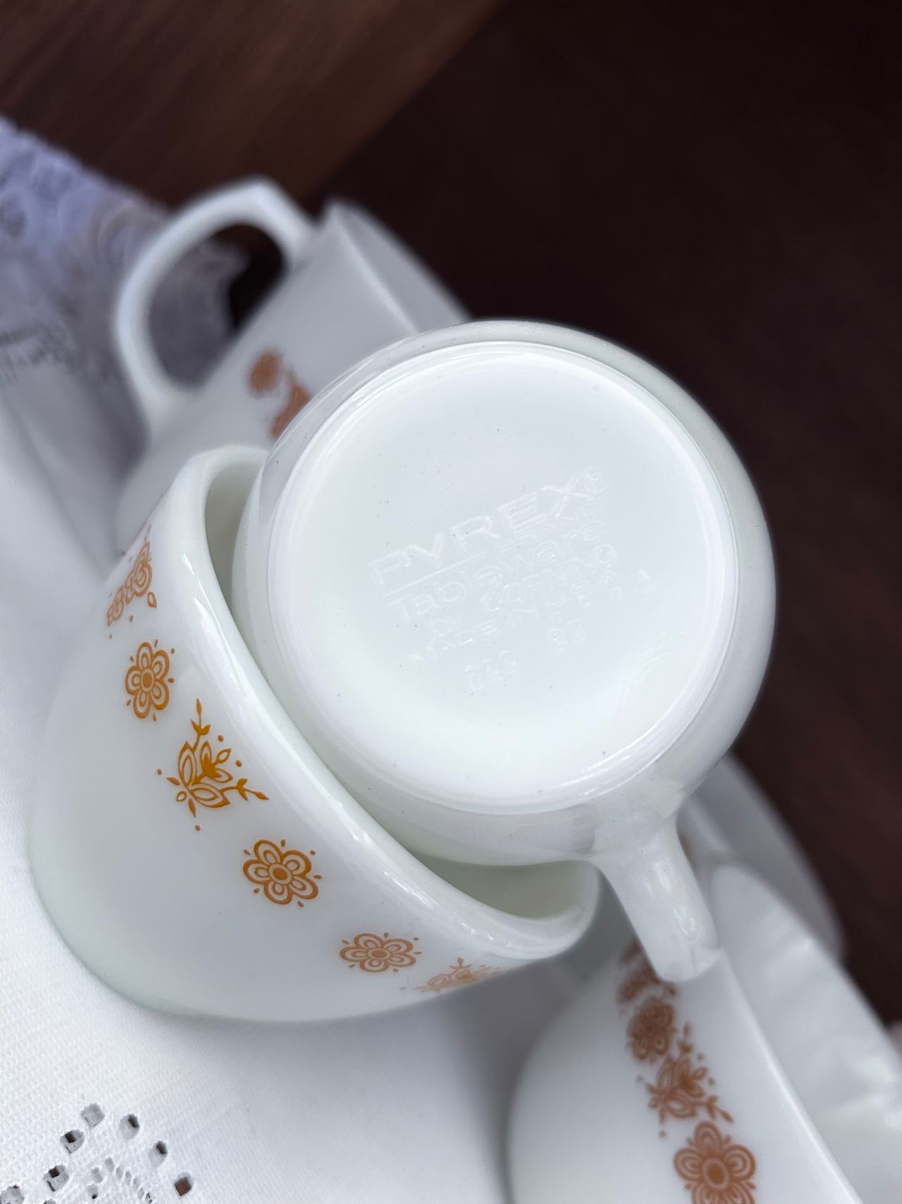 Pyrex Vintage Butterfly Gold Coffee Mug Set