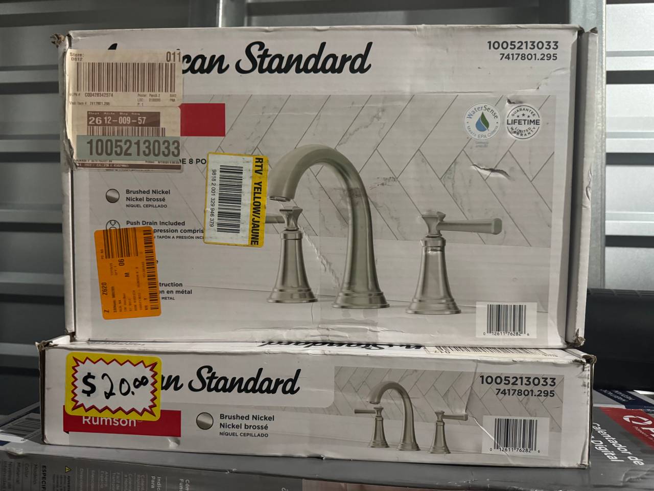 New America Standard Rumson 8 in. Widespread 2-Handle Bathroom Faucet in Brushed