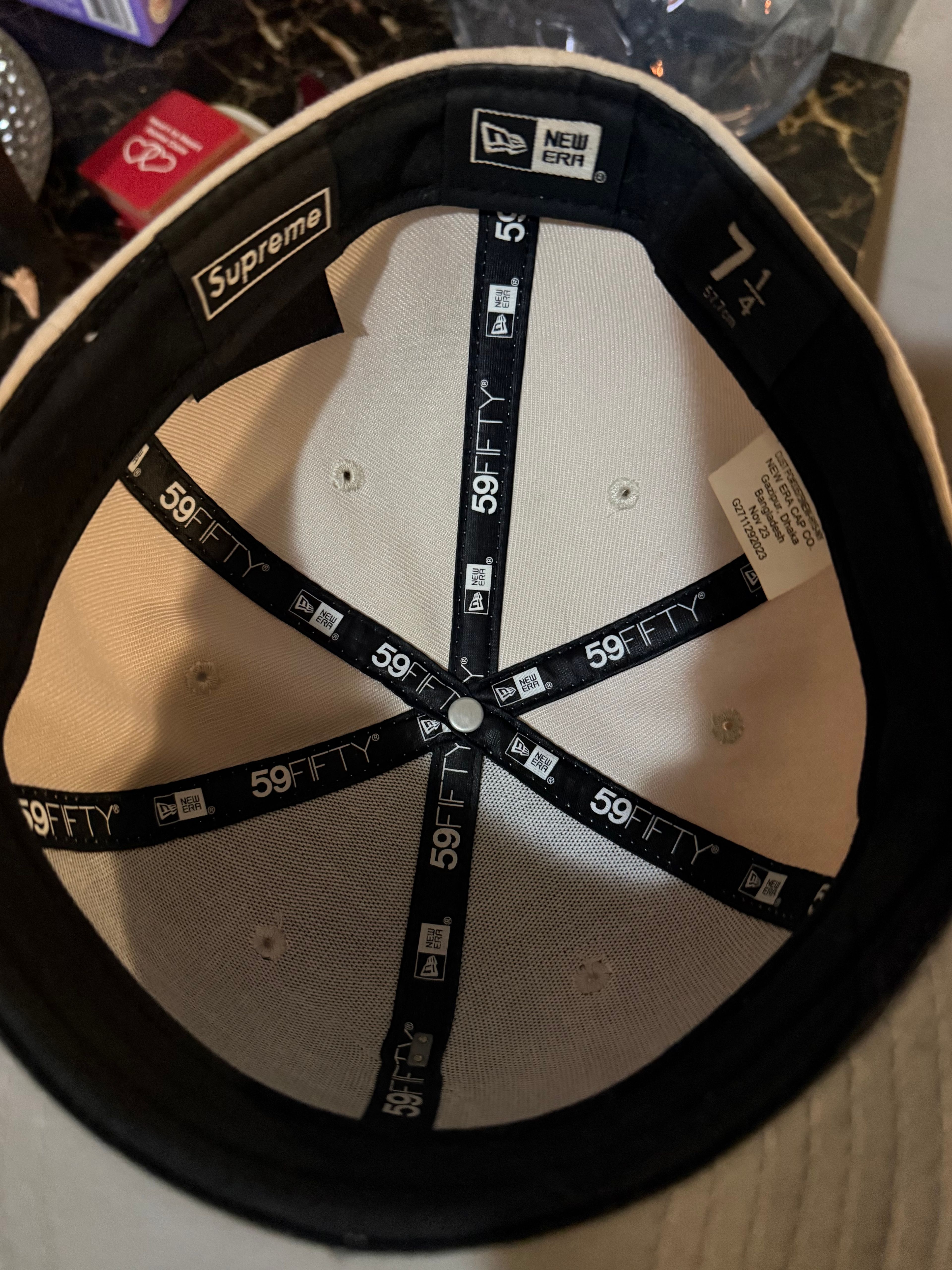 Supreme Gold Cross S Logo New Era Stone Hat - Image 3