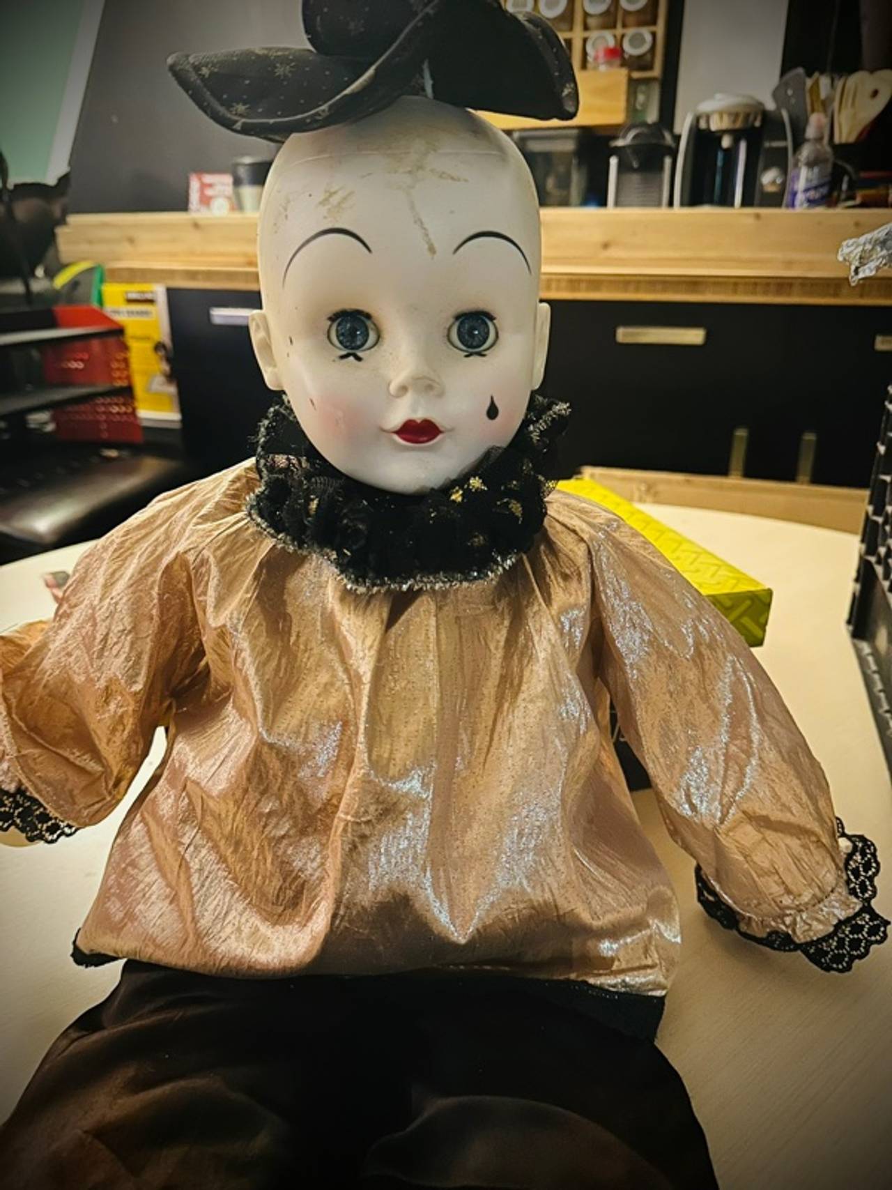 Vintage Porcelain Pierrot Clown Doll