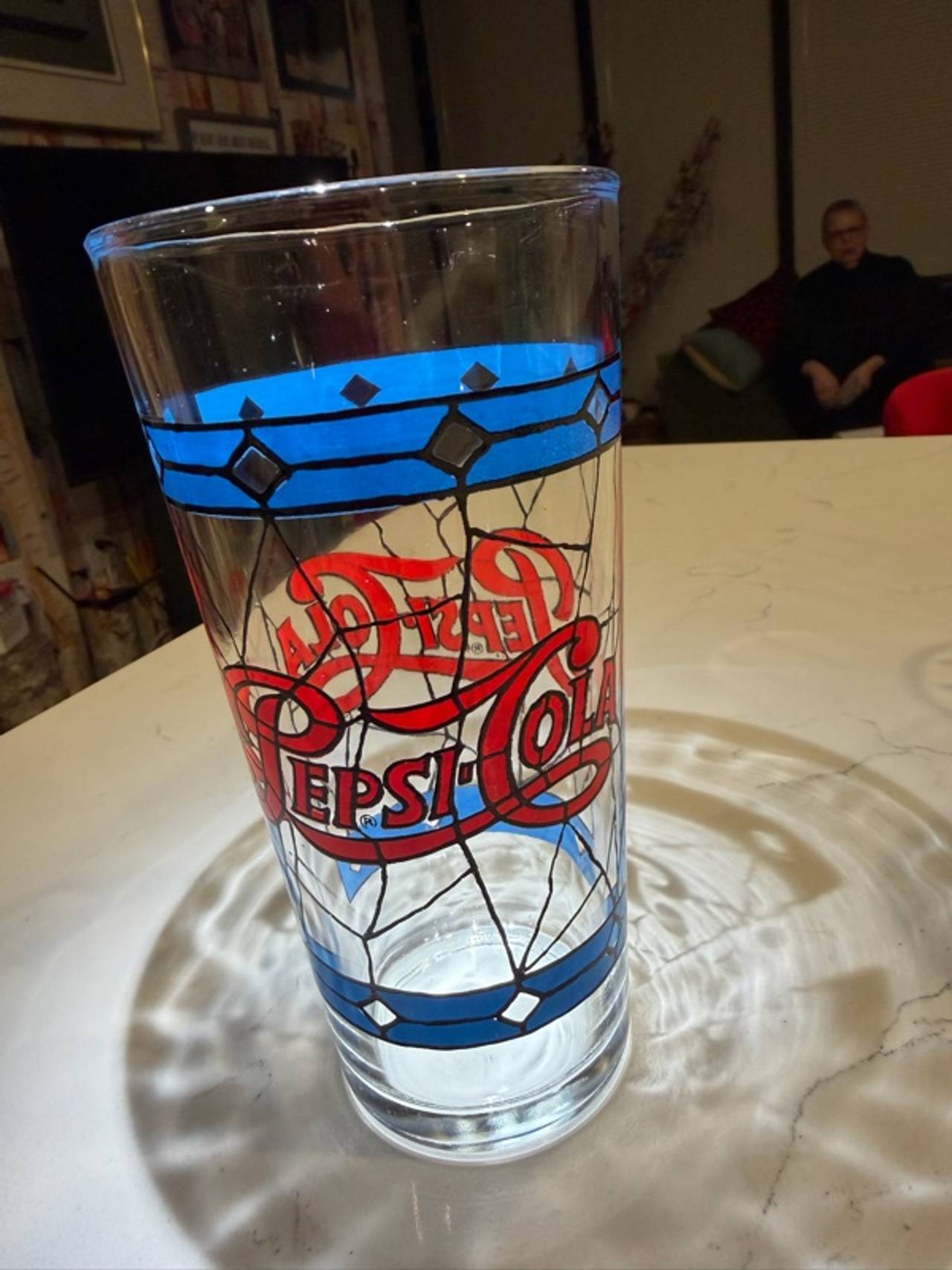 Pepsi-Cola Tiffany Style Stained Glass Drinking Glass