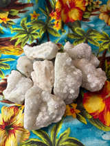 2LB Natural White Druzy Quartz Crystal Lot – 9 Geode Pieces Sparkling Mineral - Image 1