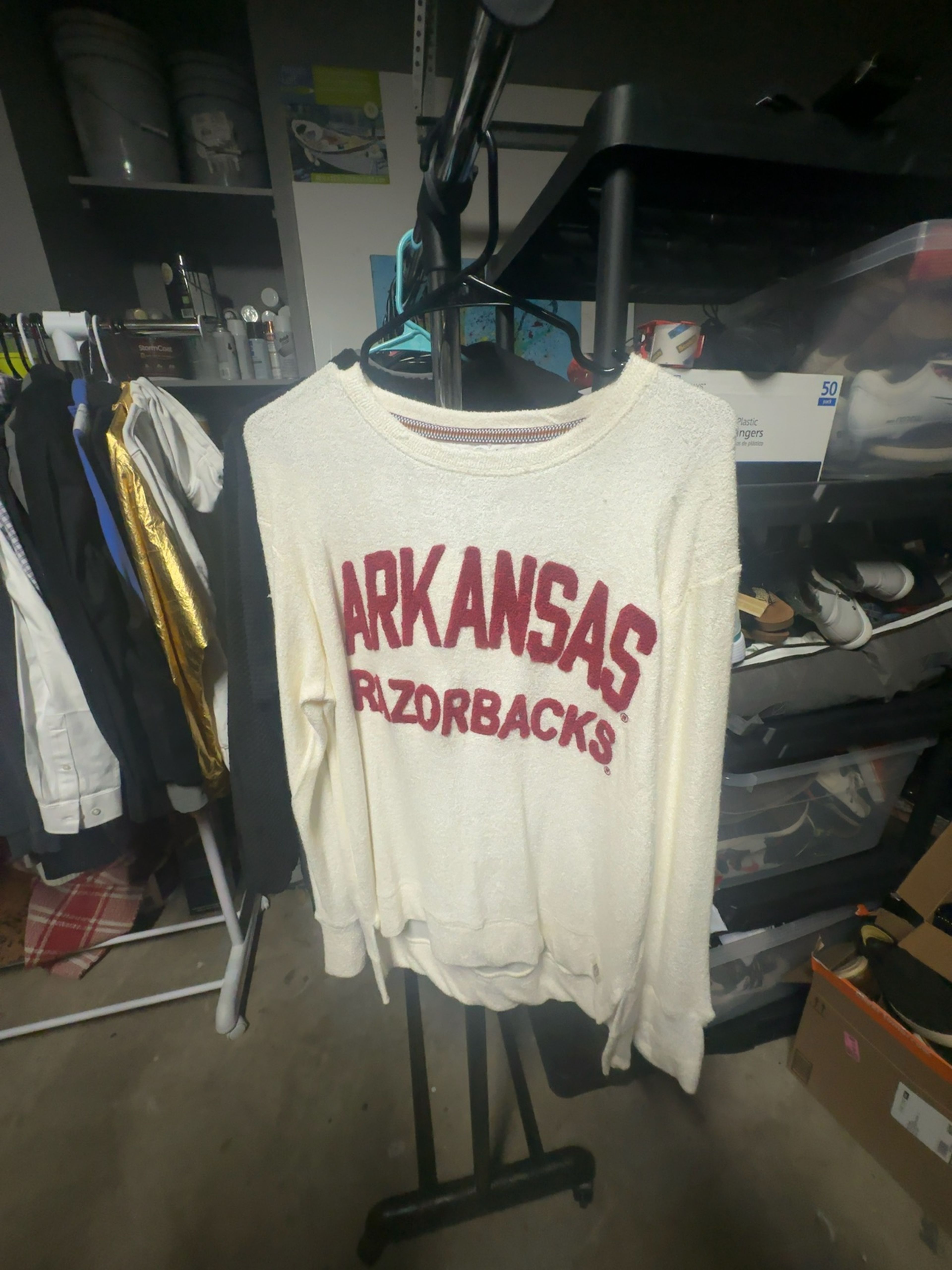 Pressbox Arkansas Razorback Sweatshirt Ivory Women's Large