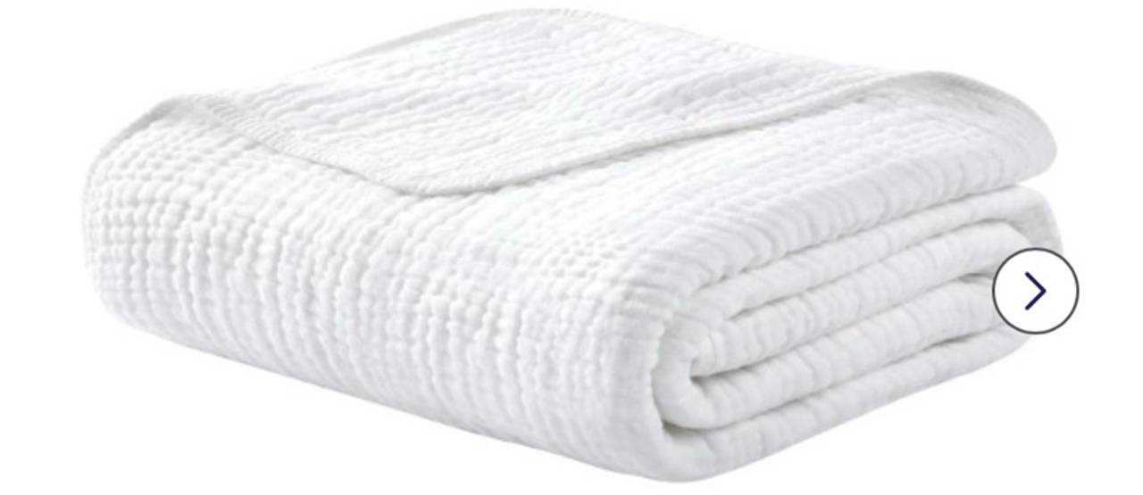 YOOFUSS Muslin Throw Blanket 6-Layer 50" X 60" White For Comfort Keep Warm