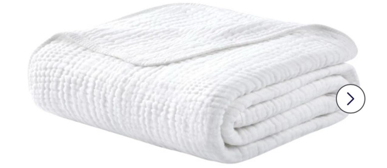YOOFUSS Muslin Throw Blanket 6-Layer 50" X 60" White For Comfort Keep Warm