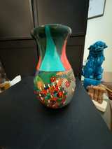Mexican Hand-Painted Terracotta Folk Art Vase - Image 1