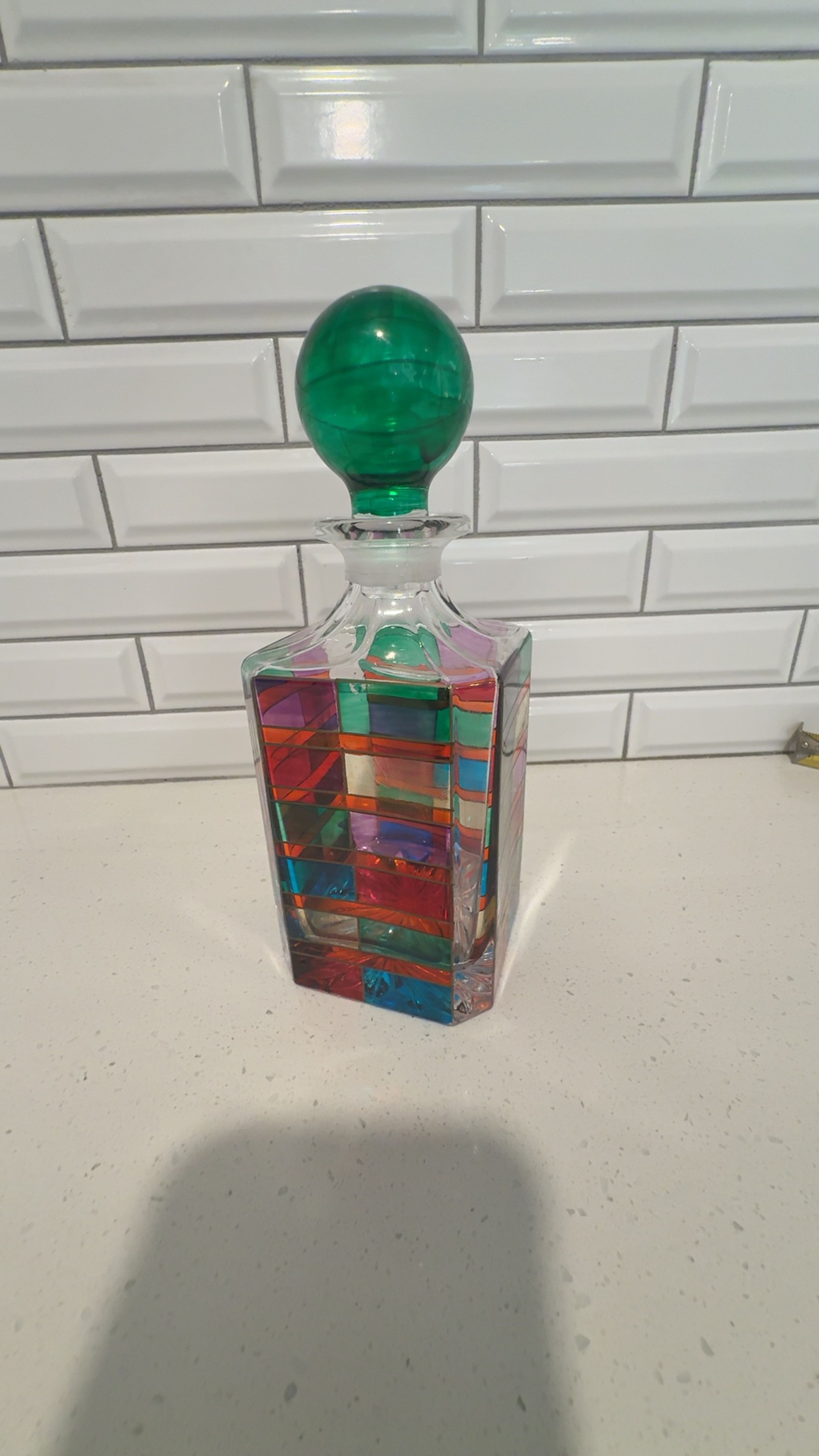 Murano Scaleno Hand-Painted Italian Crystal Whiskey Decanter