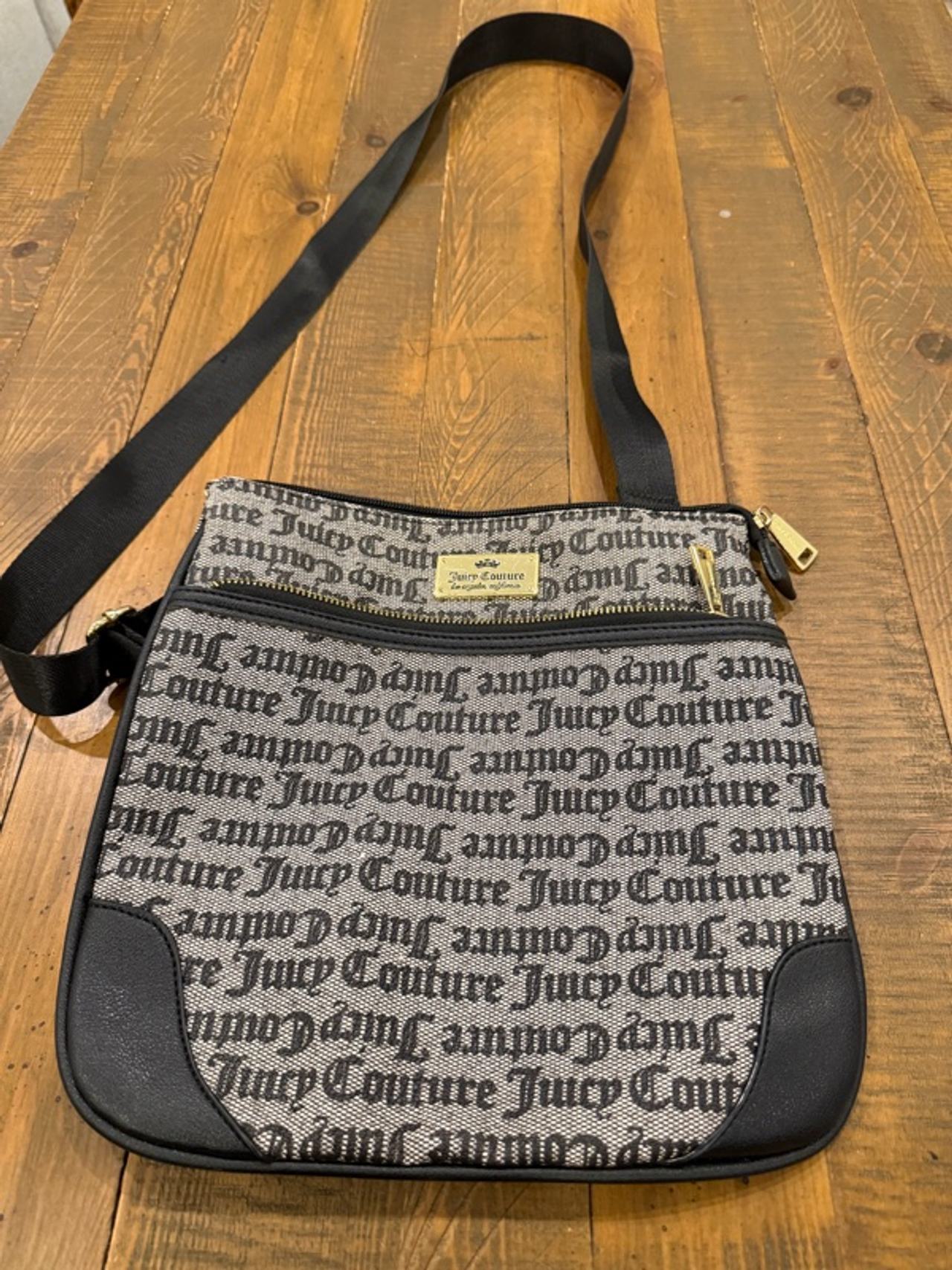 Juicy Couture Y2K Black Grey Gold Crossbody Bag