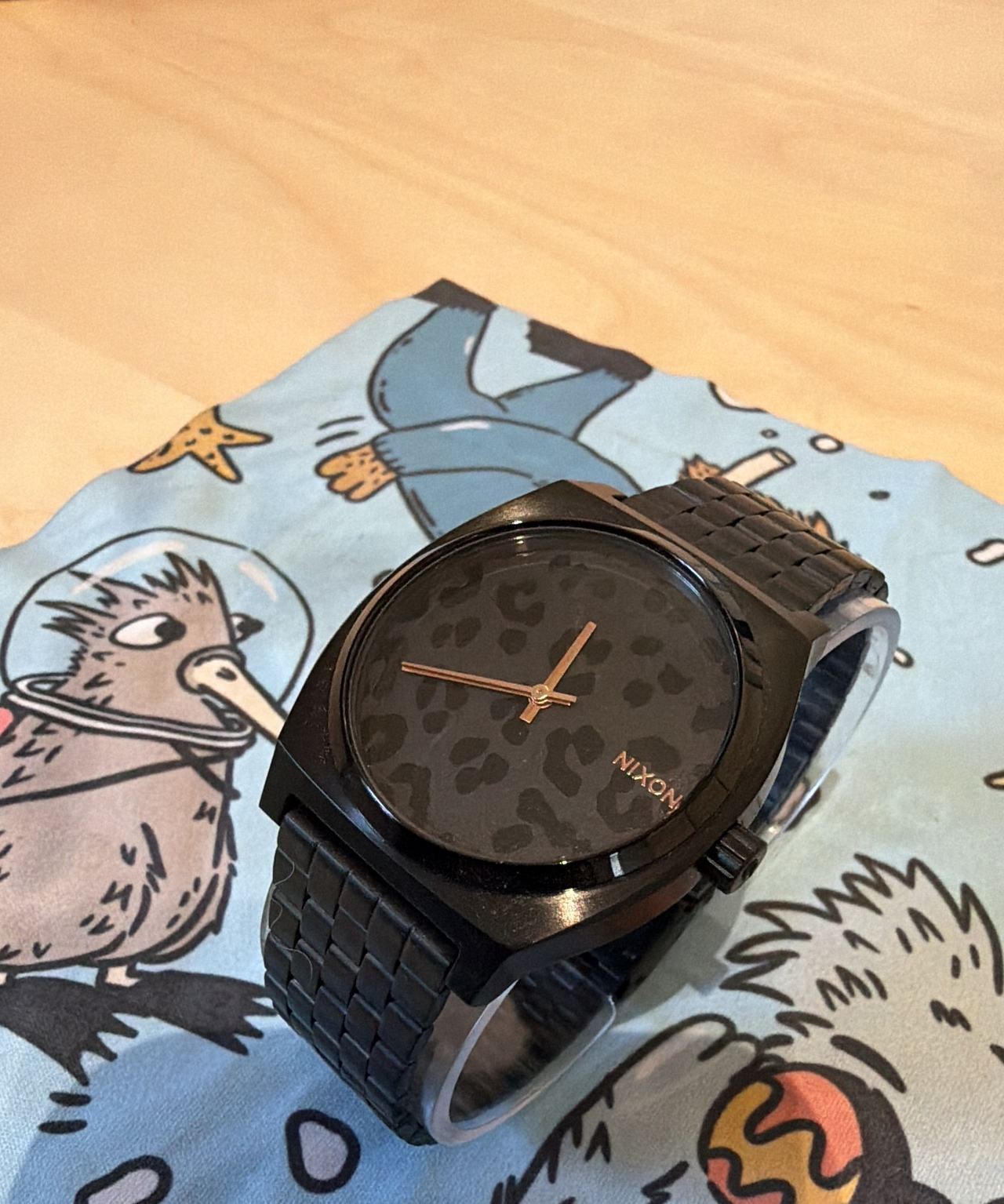 Nixon Time Teller Black Leopard Rose Gold