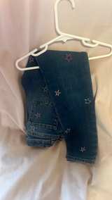 3 piece- Cat & Jack Toddler Girl Star Denim jeans w/ 2 Ruffle Tops. - Image 2
