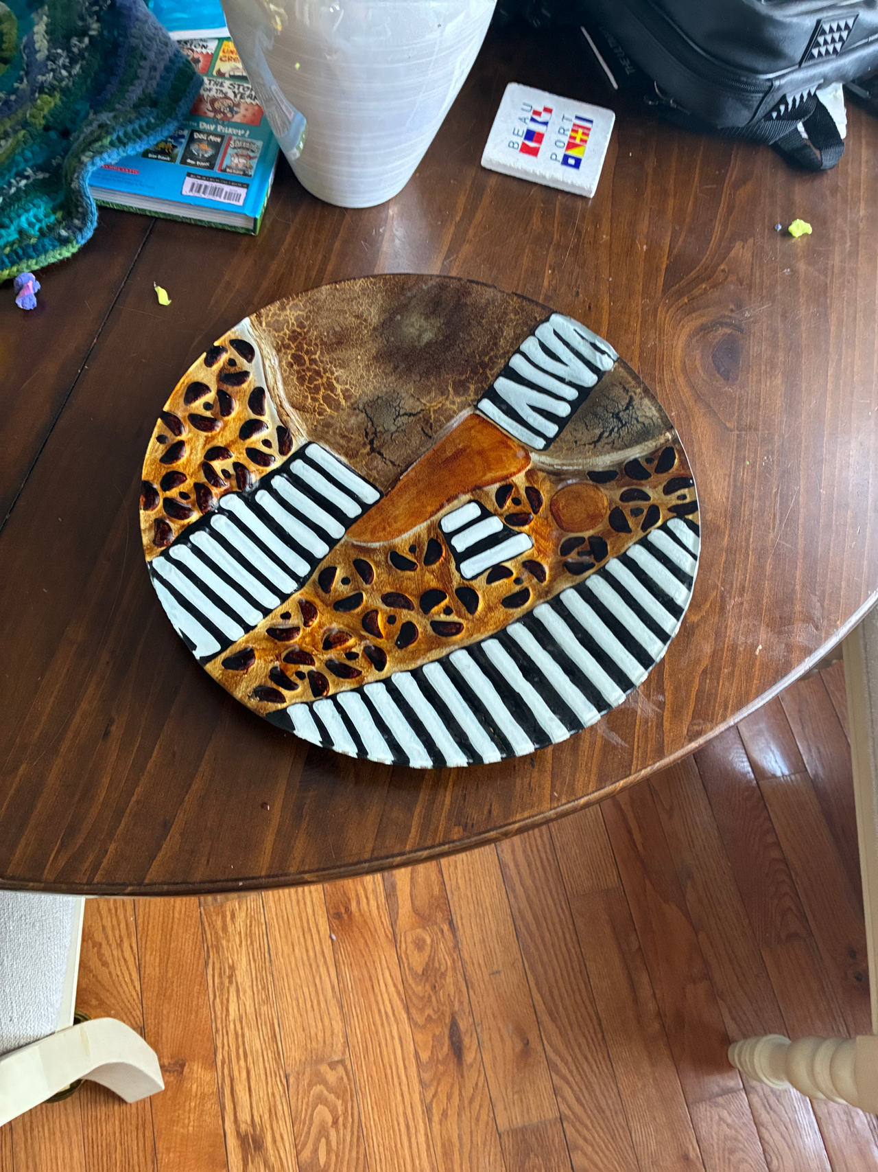Decorative Animal Print Glass Plate