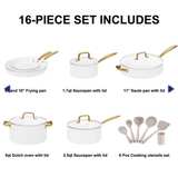 Thyme & Table 12-Piece Non-Stick Cookware Set, White/Gold - Image 2