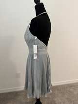 JVN by Jovani Silver Glitter Pleated Cocktail Dress - Image 4
