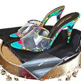 Saint Laurent Lolita Flower Print Sandal Heel New - Image 6