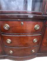 Vintage Mahogany Serpentine Front China Cabinet Hutch - Image 4
