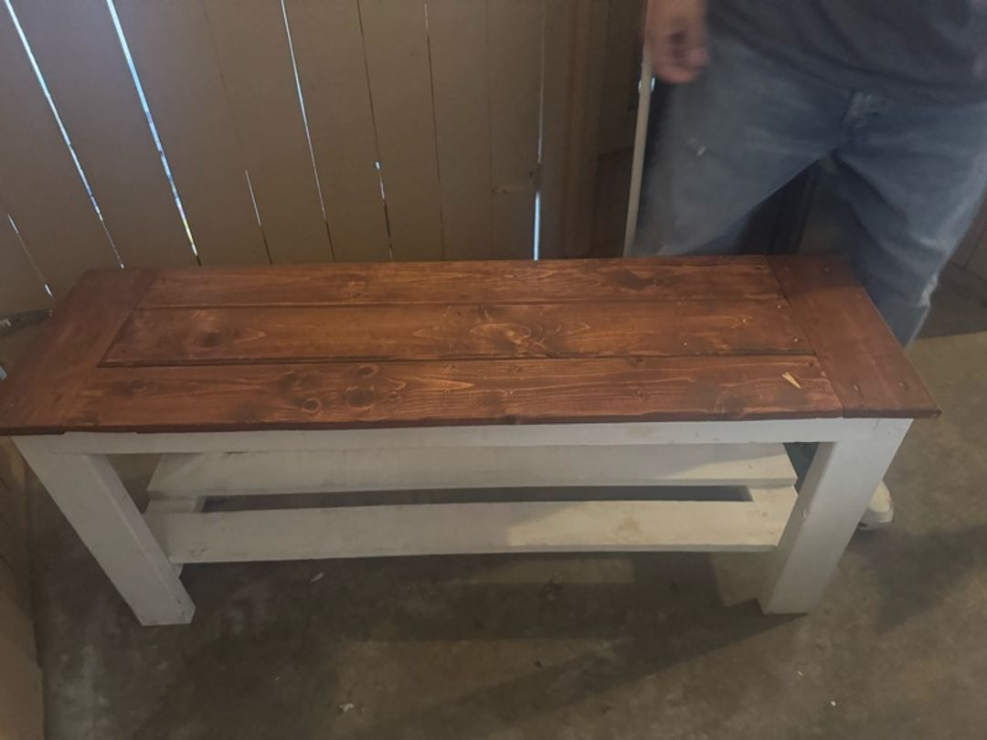Custom-made Farmhouse Bench Bench with Shelf