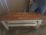 Custom-made Farmhouse Bench Bench with Shelf - Image 1