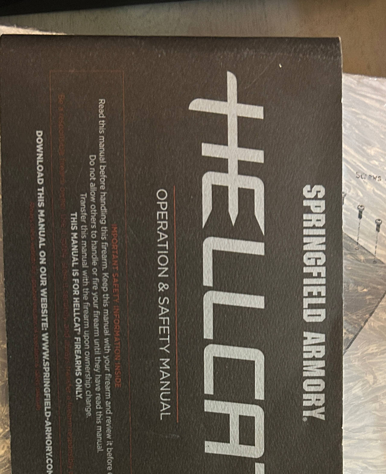 Springfield Armory Hellcat Operation & Safety Manual Only, Booklet