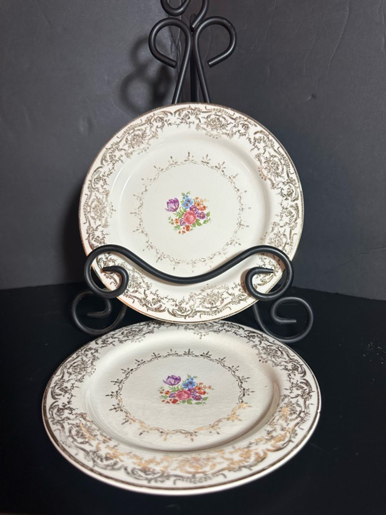 Triumph Limoges Rosalie 22K Gold Trim Floral China Plate