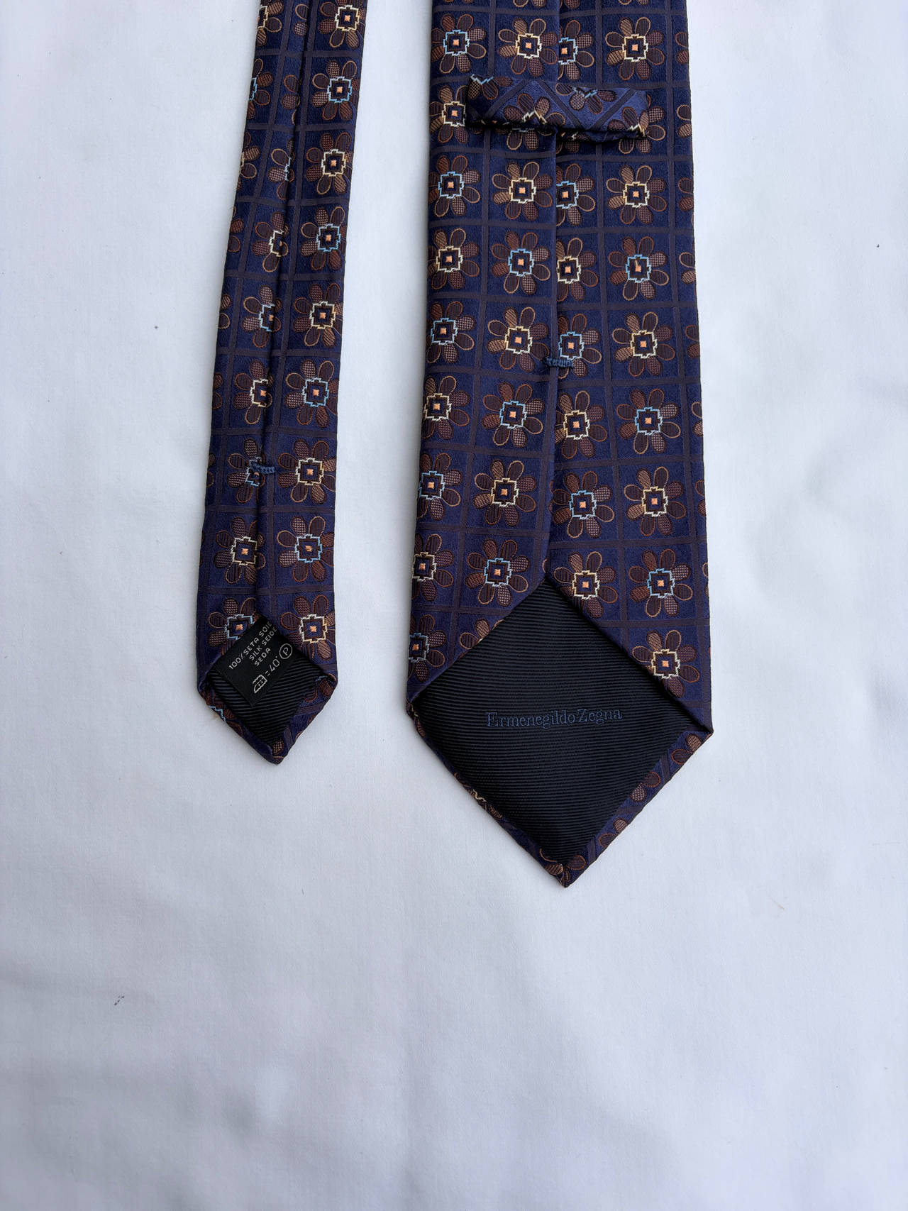 Ermenegildo Zegna Silk Geometric Floral Tie