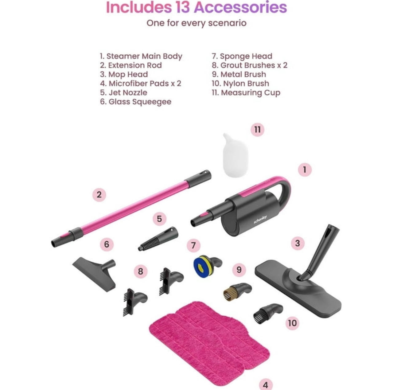 Schenley 7-in-1 Steam Mops w/ Handheld Steamer & Accessories 