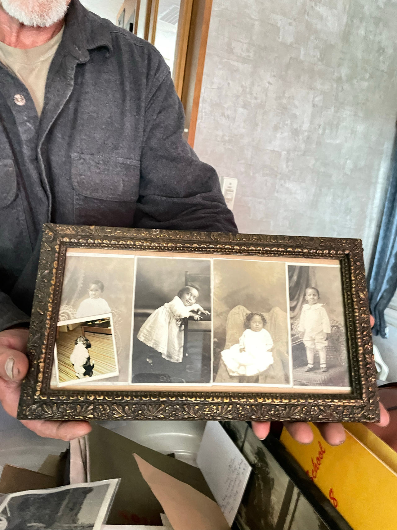 Antique Ornate Picture Frame with Vintage Family Photos