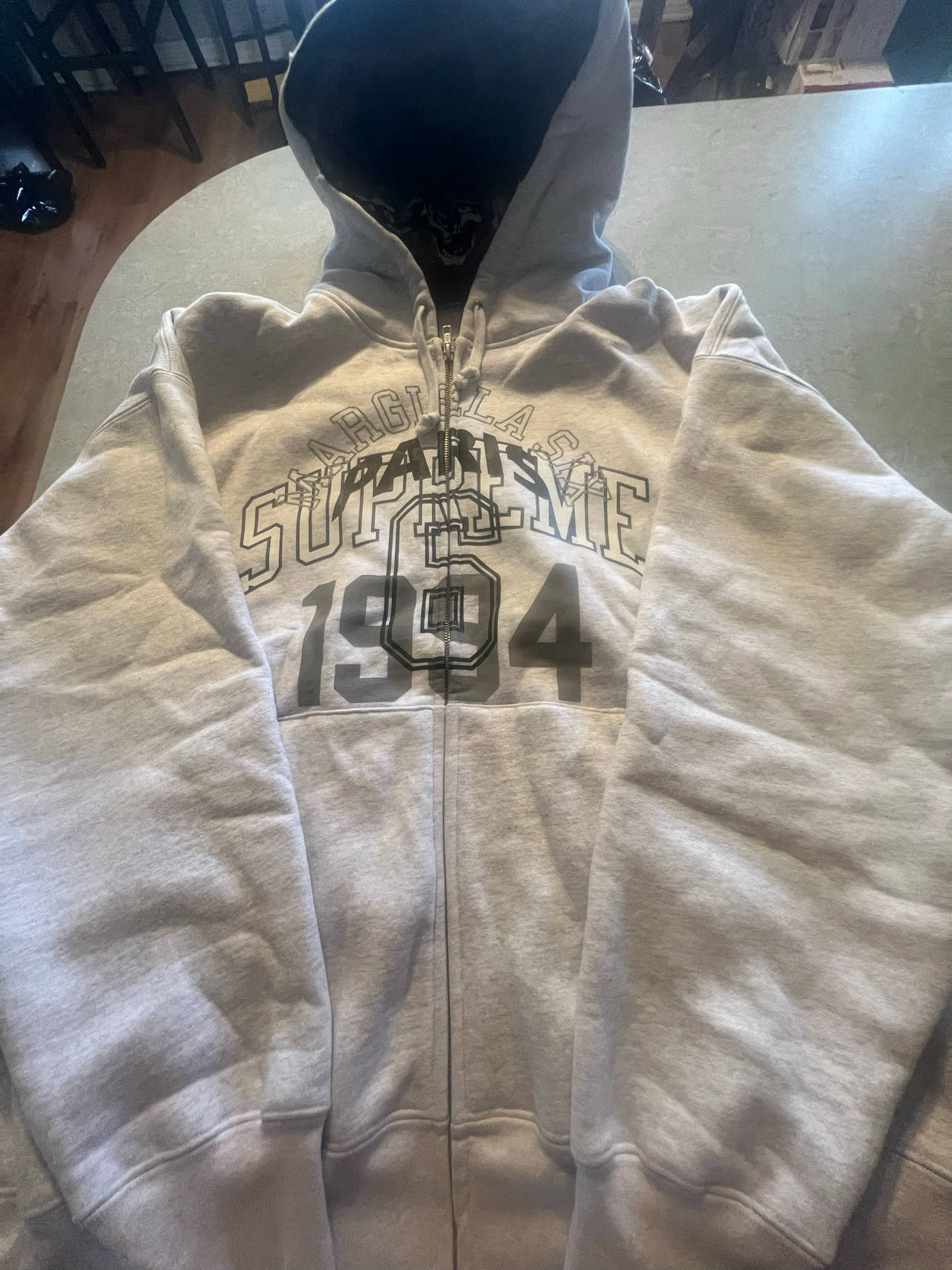 Supreme MM6 Maison Margiela Zip Up Hooded Sweatshirt Ash Grey