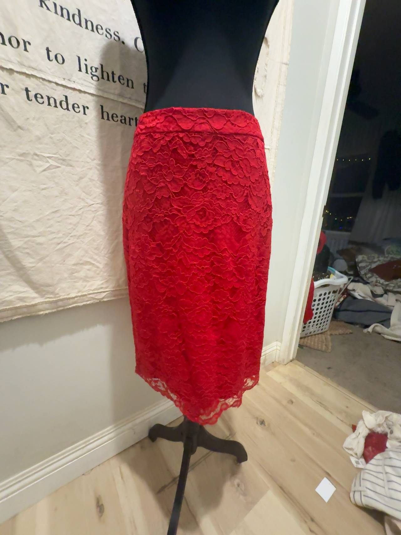 The Limited Lace Midi Skirt Red