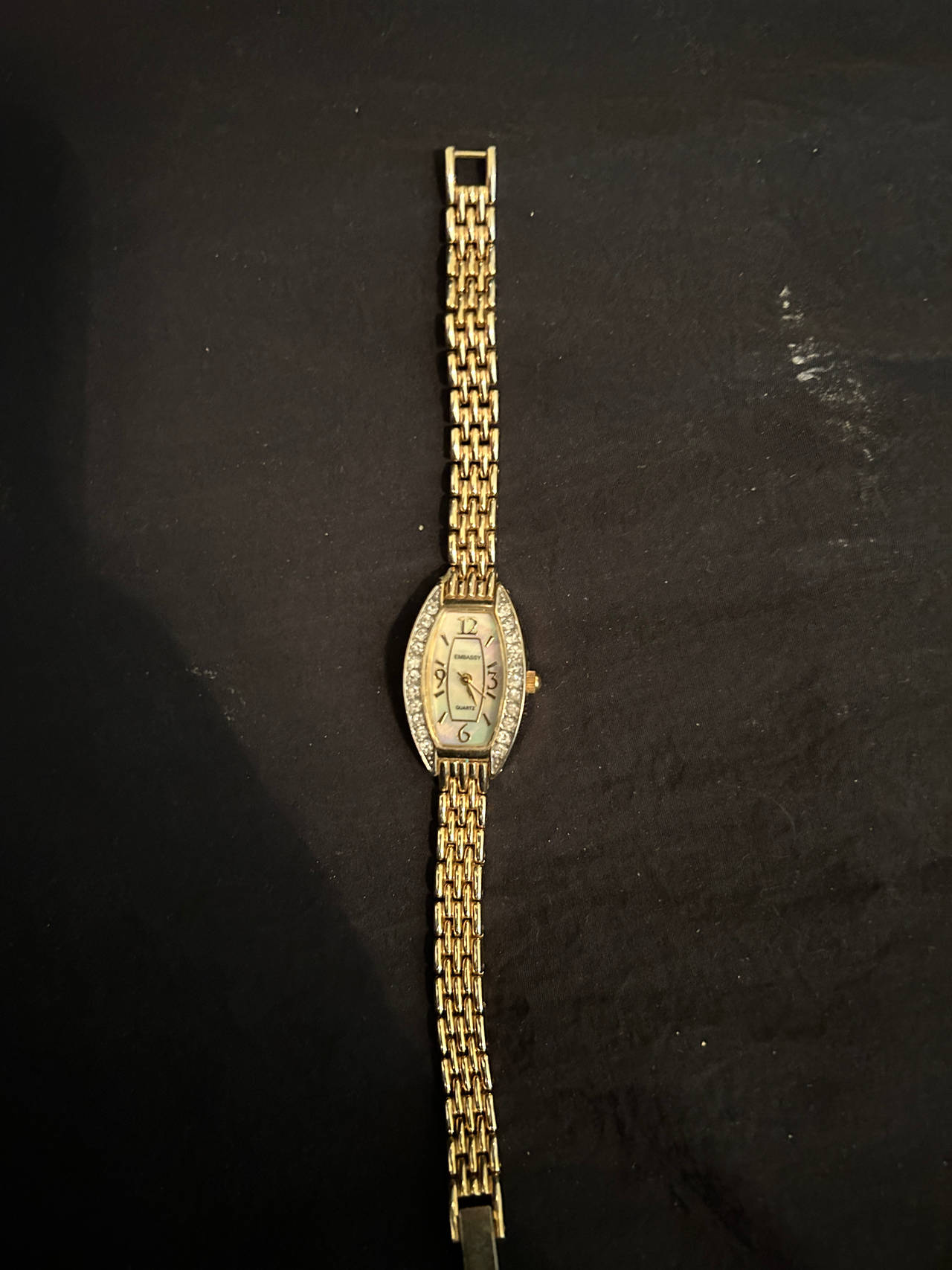 Embassy Gold Tone Mother of Pearl Quartz Watch