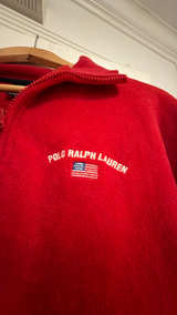 Polo Ralph Lauren Red Quarter-Zip Fleece Sweatshirt Large  - Image 2