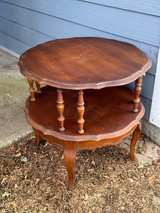 Vintage 2-Tier Scalloped Wood Side Table - Image 2