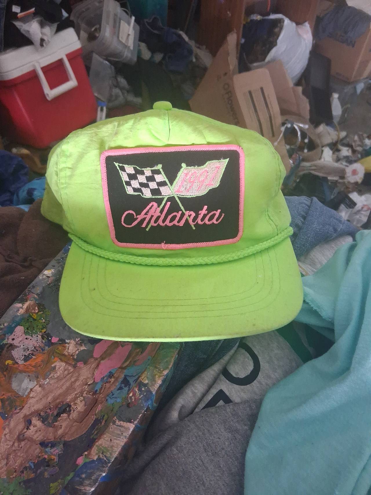 Vintage Neon Green Atlanta Racing Snapback Hat