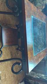Rustic Wood and Metal End Tables with Glass Inset - Image 5