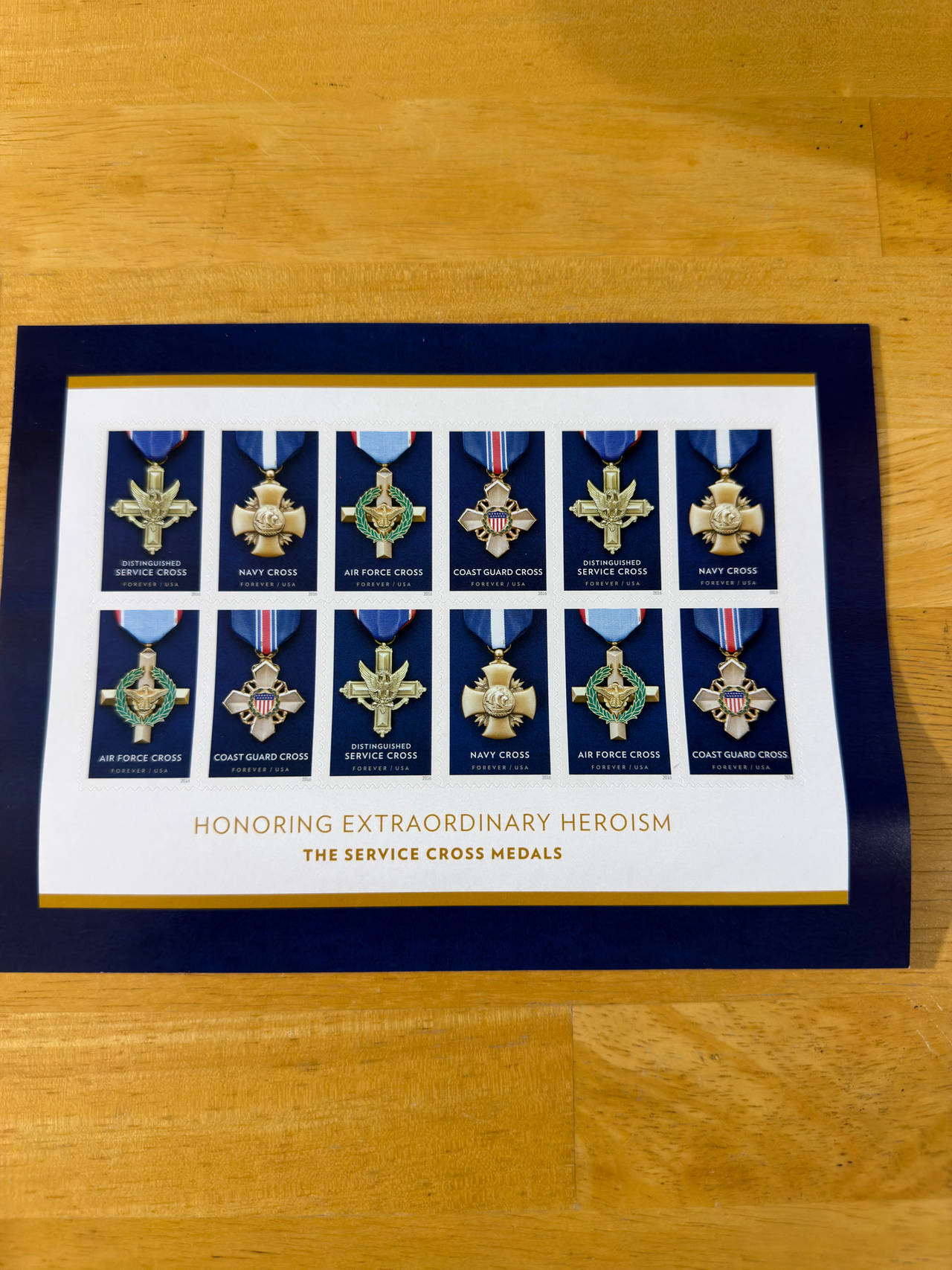 USPS Honoring Extraordinary Heroism Service Cross Medals Forever Stamps Souvenir Sheet