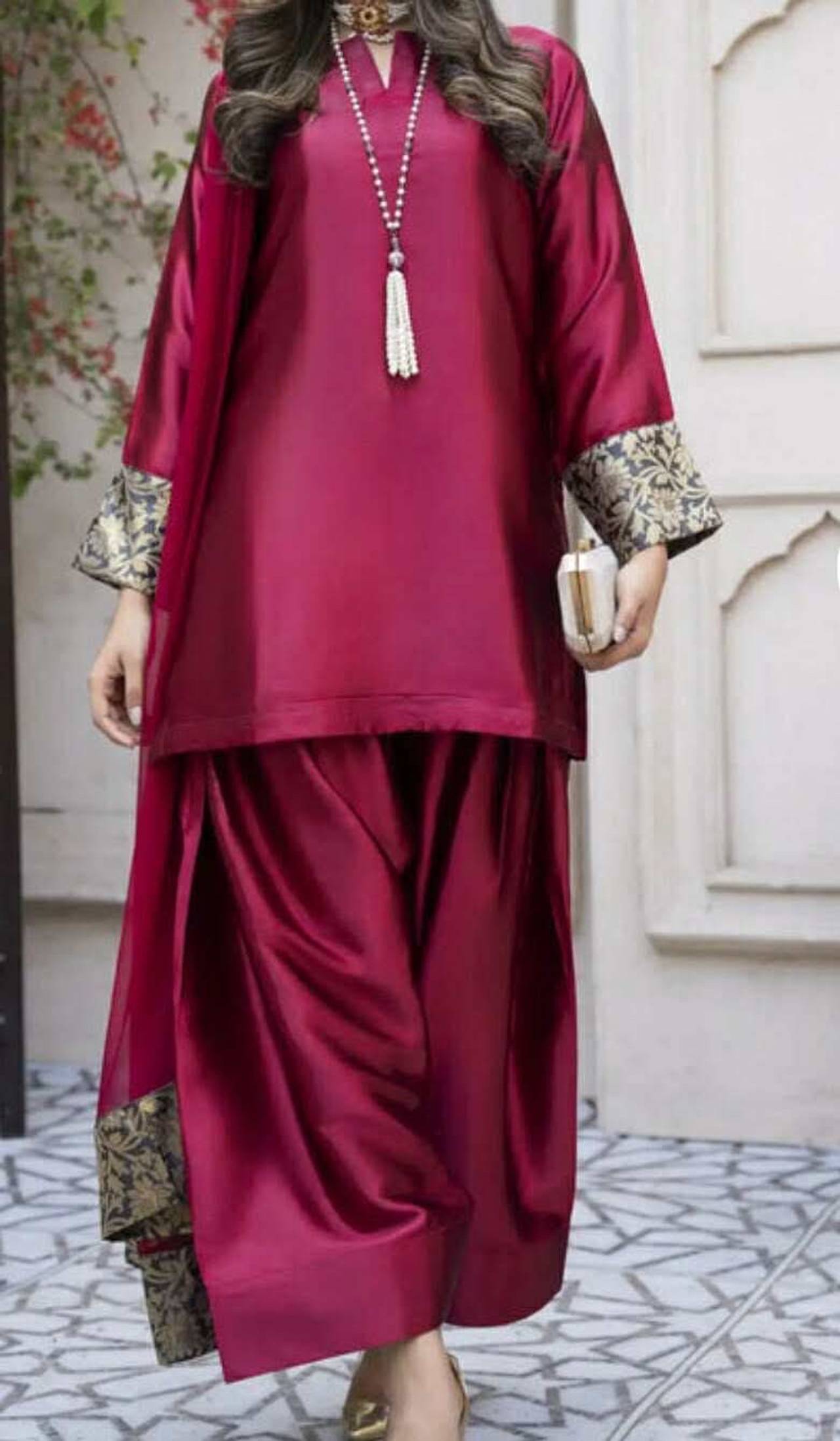 Satin Pakistani Shalwar Kameez