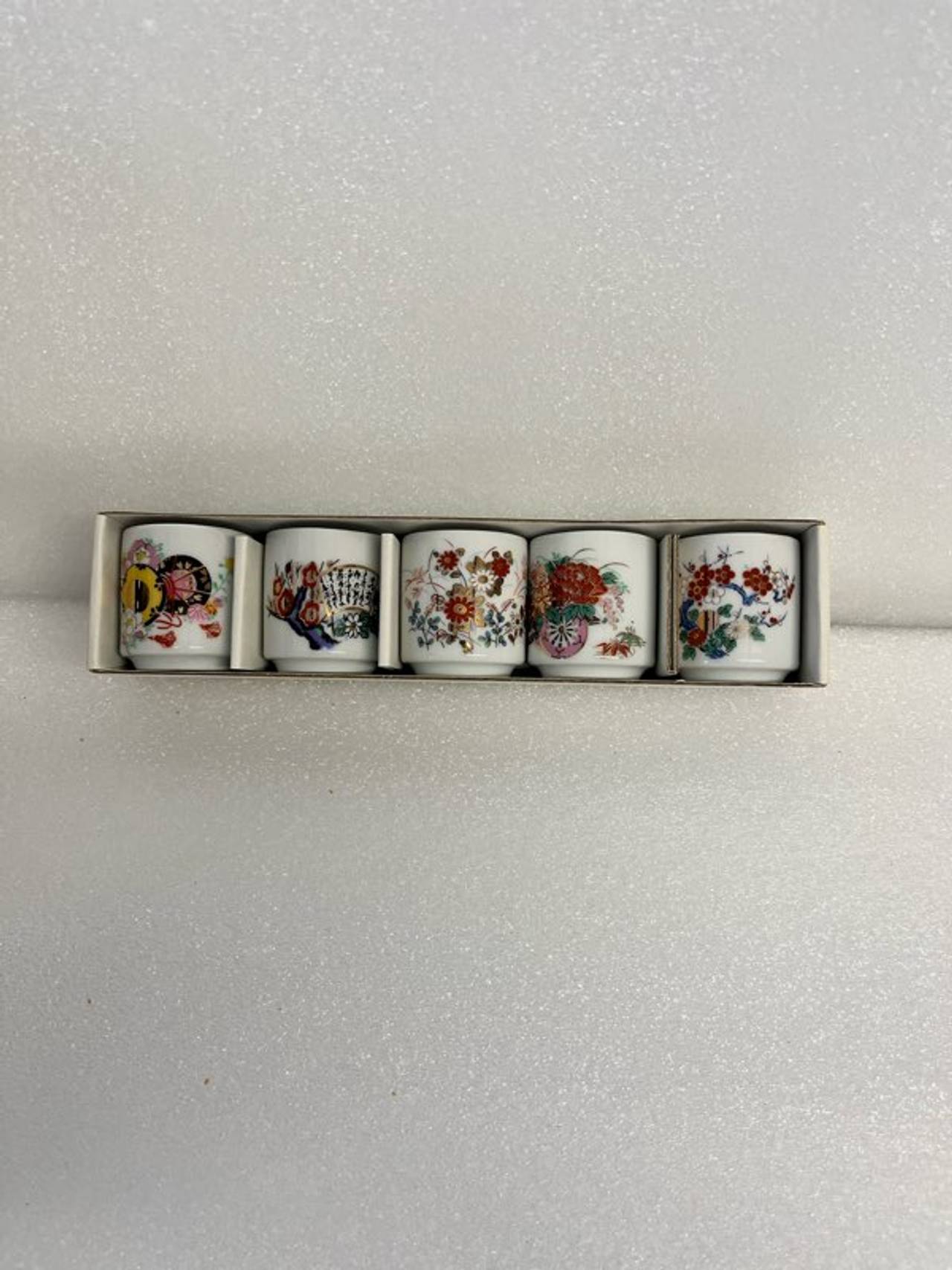 Vintage Japanese Porcelain Sake Cup Set of 5