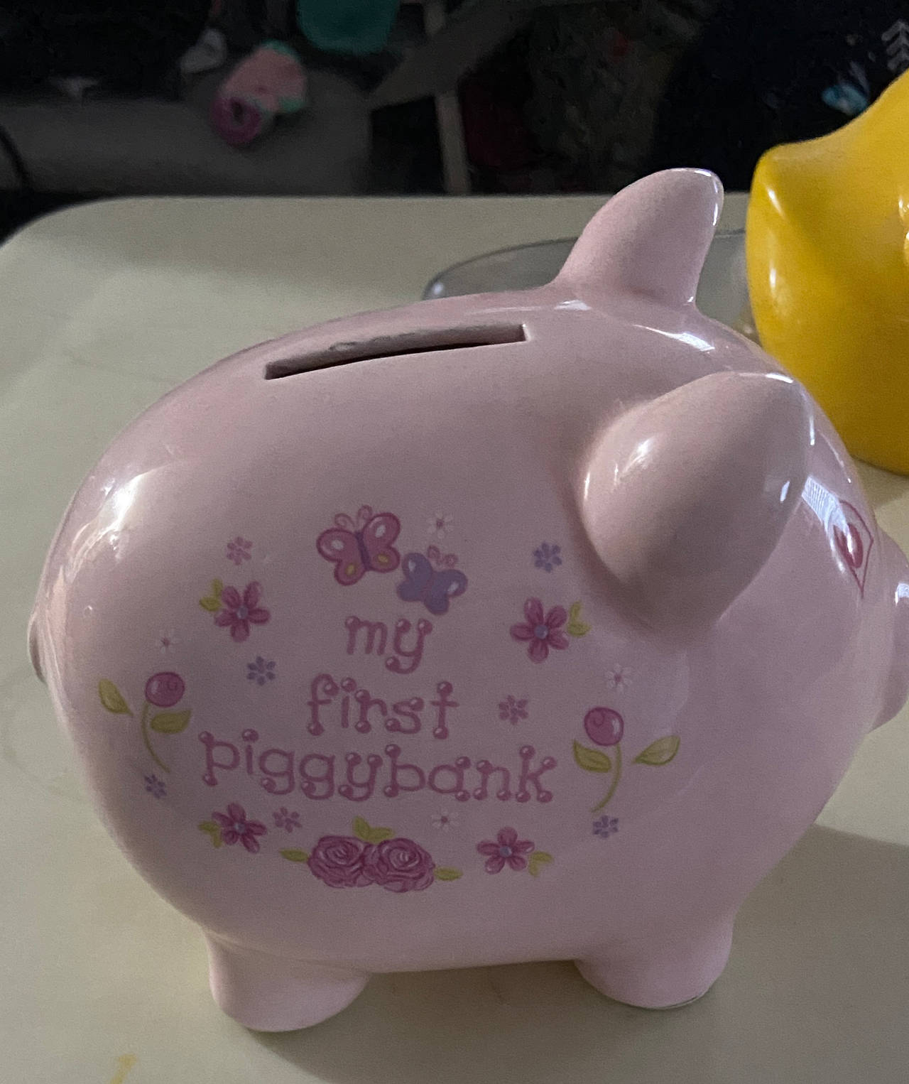Child to Cherish My First Piggy Bank Pink Floral