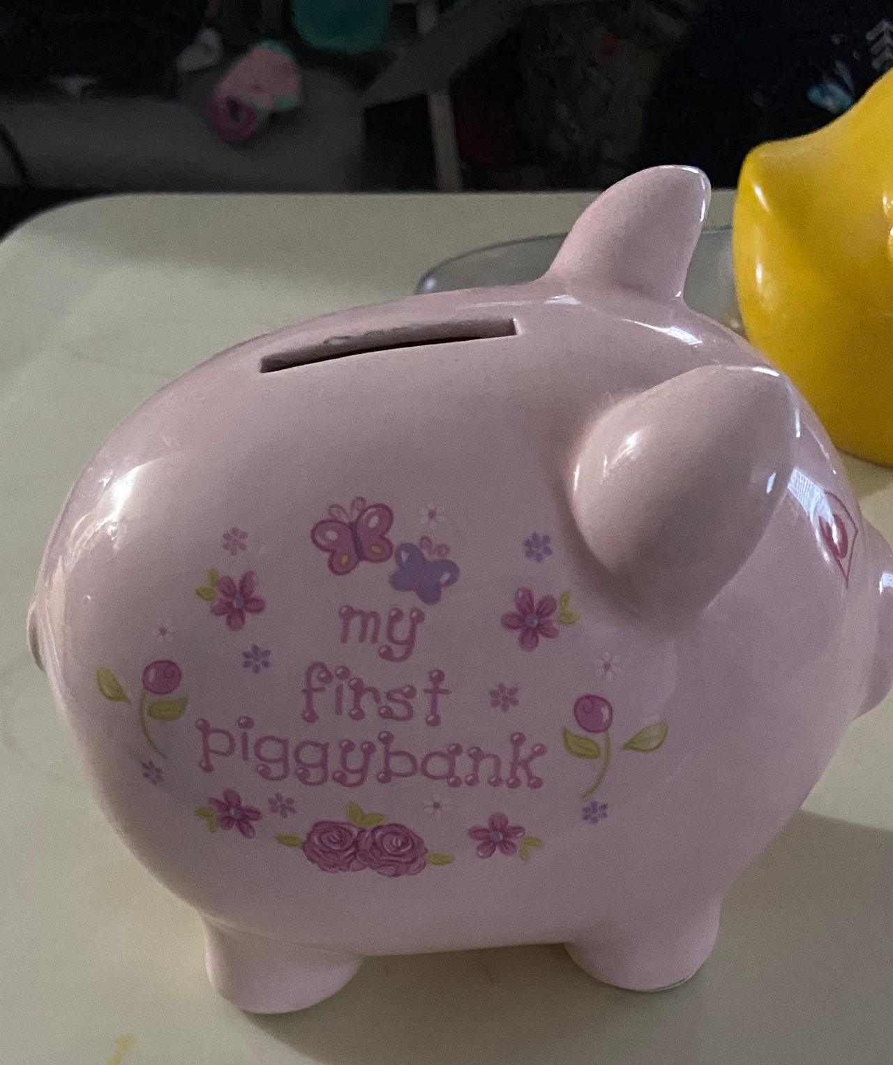 Child to Cherish My First Piggy Bank Pink Floral