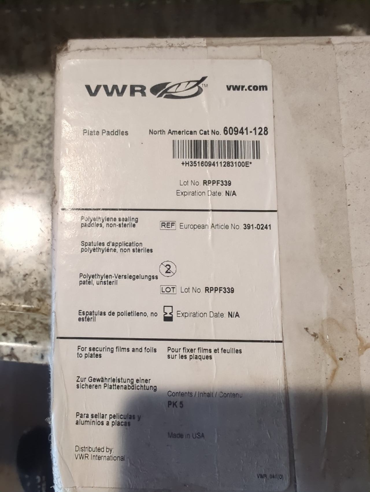 VWR Plate Paddles Polyethylene Sealing Paddles