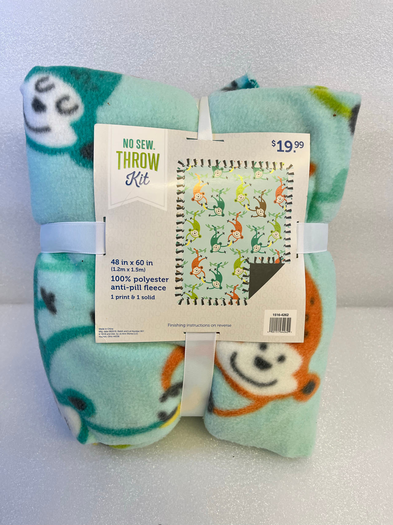 Jo-Ann No Sew Throw Kit Monkey Print