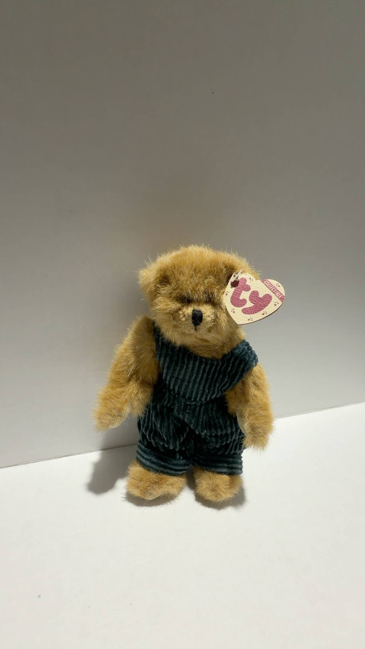 TY Attic Treasures Oscar the Bear Blue Overalls Beanie Baby