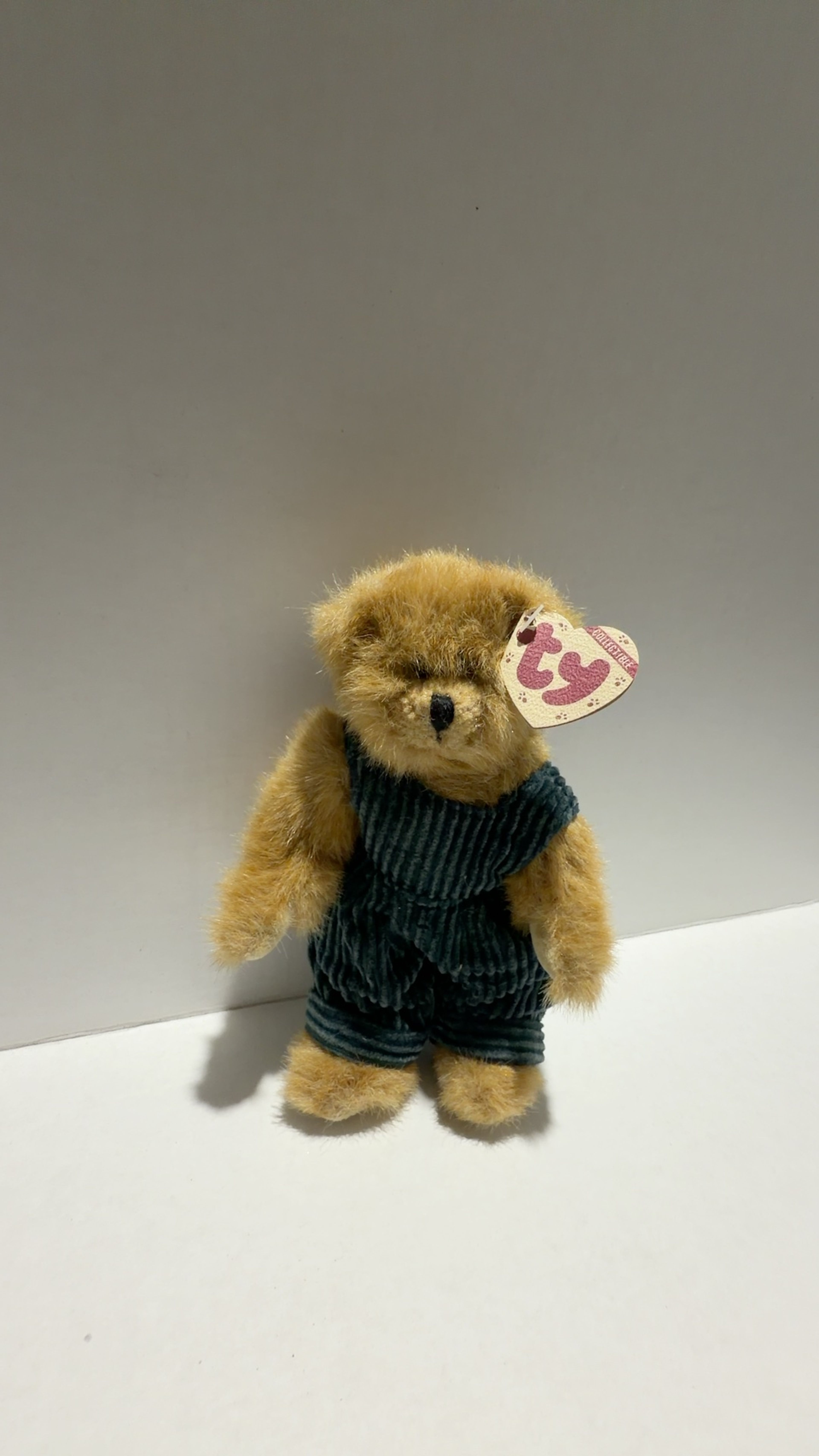 TY Attic Treasures Oscar the Bear Blue Overalls Beanie Baby