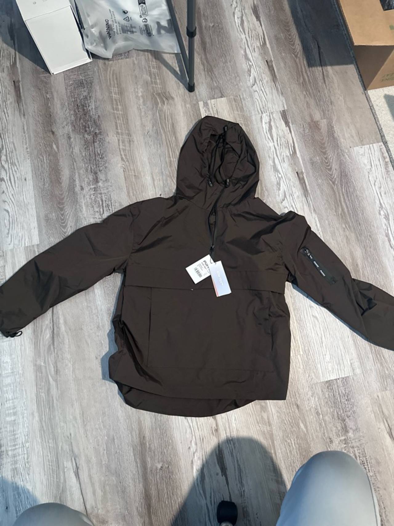 Men's Windbreaker Hoodie Size Medium Mocha Brown WarmCore Sustainable Warmth