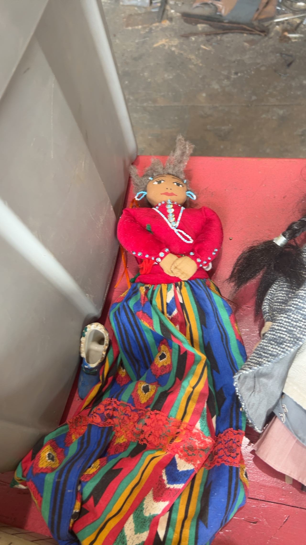 Navajo Red Beaded Folk Art Rag Doll