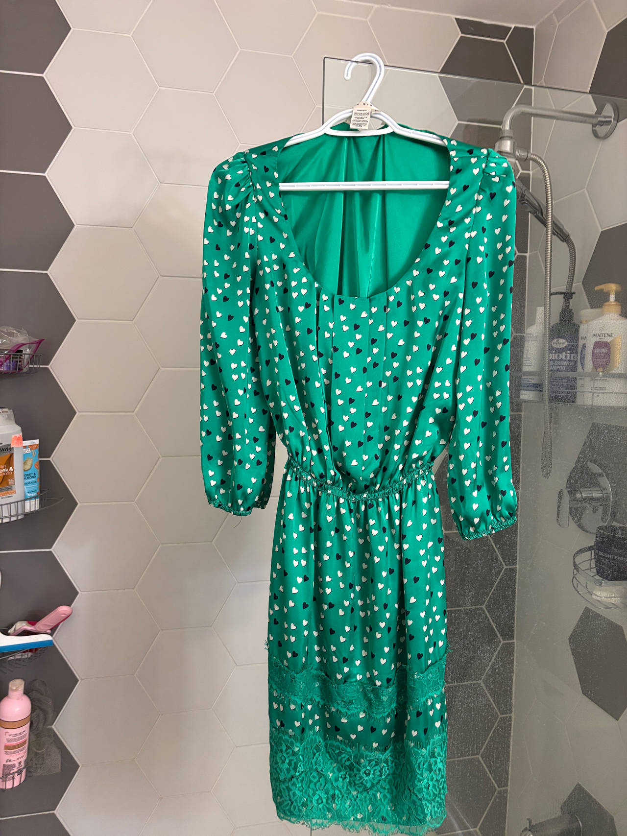 Green Heart Print Dress