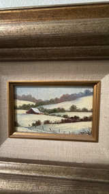 Set of 2 mini Vintage Framed Oil Landscape Painting - Image 2