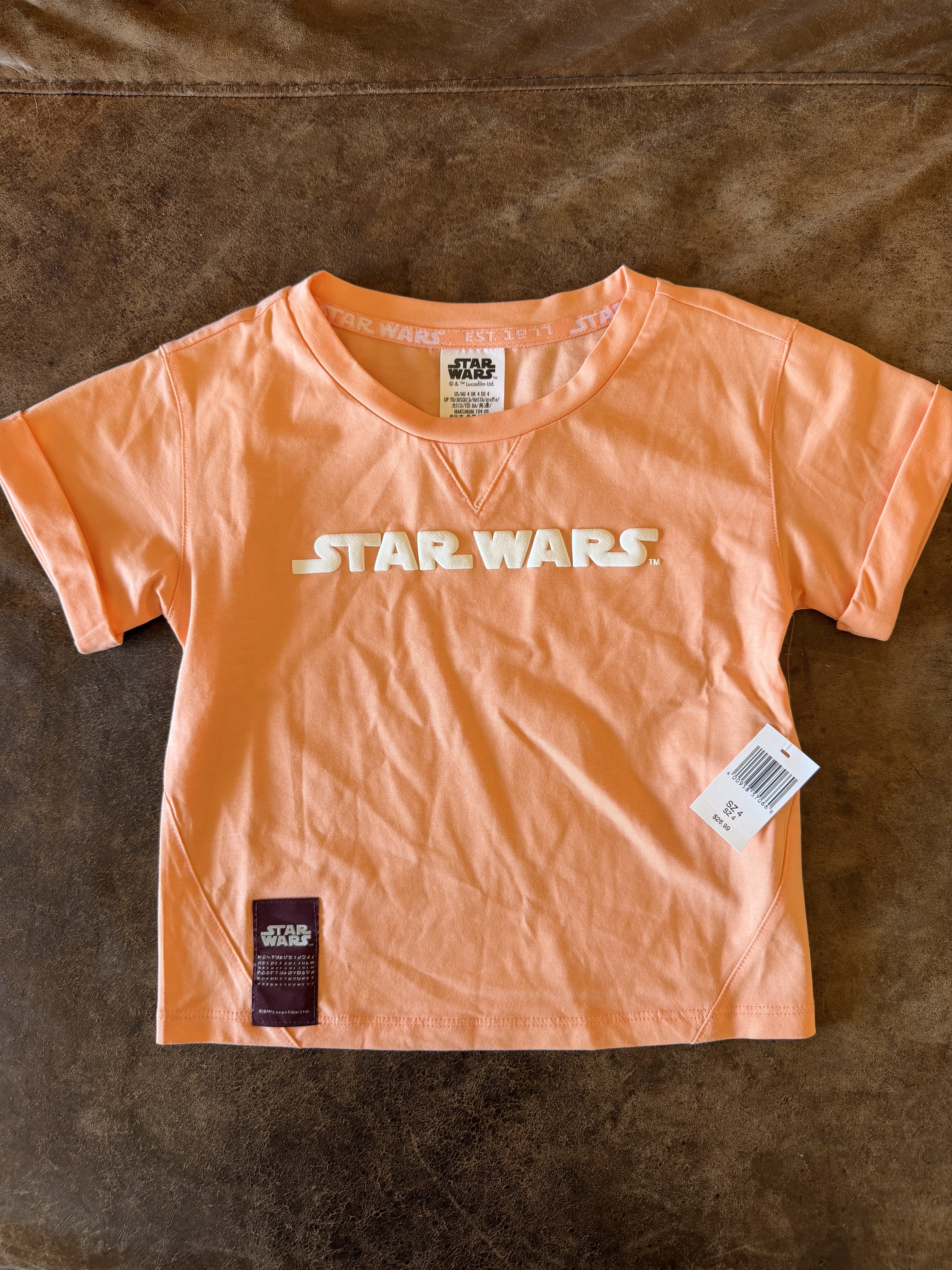 Disney Star Wars Kids Peach Logo T-Shirt - Image 1
