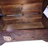 Vintage Style Wooden Treasure Chest Trunk with Wolf Emblem - Image 1